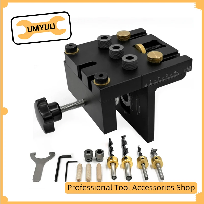 

Multifunction Woodworking Doweling Jig Kit Adjustable Drilling Guide Puncher Locator For Furniture Connecting Carpentry Tools