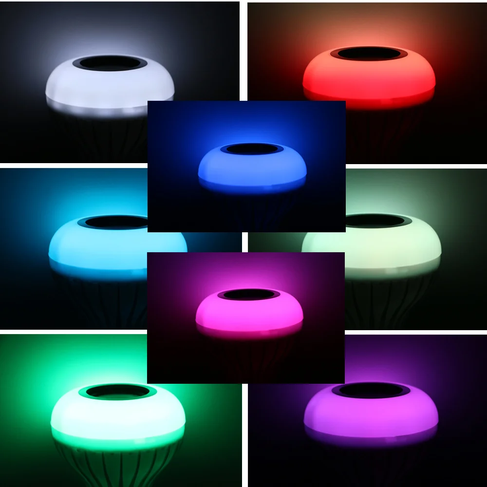 

E27 Bluetooth Speaker 3W/7W RGB Bulb LED Lamp 110V 220V Smart Led Light Music Player 12W Stage rotating lights Holiday pairing