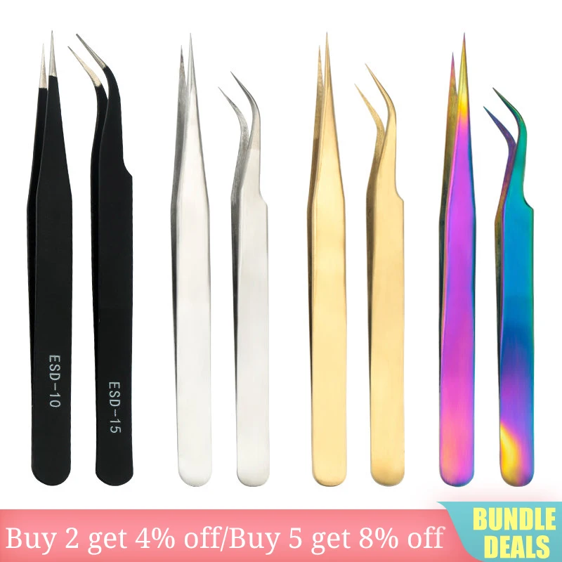 Пинцеты из нержавеющей стали изогнутые и прямые инструменты для ремонта