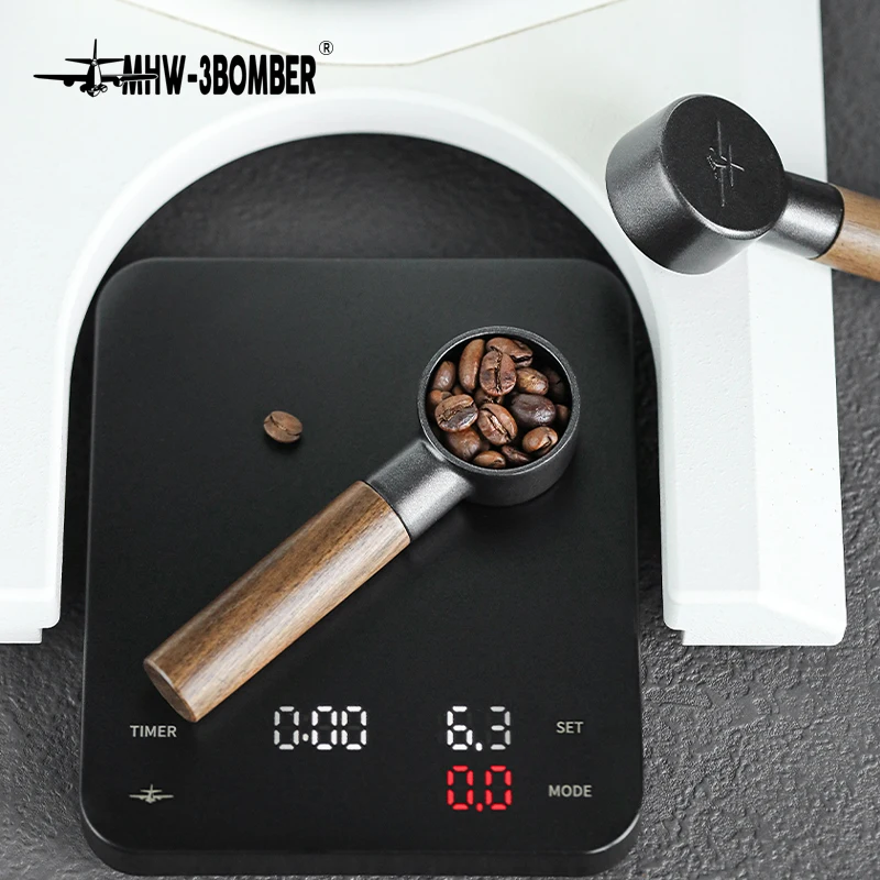 Cuchara medidora de MHW-3BOMBER MIO, herramientas de acero inoxidable y madera maciza para Barista, accesorios para m&aacute;quina de caf&eacute;, Latte, Espresso, Lungo, 8g-1