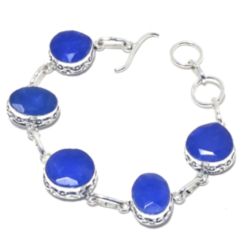 

Sapphires Bracelet Silver Overlay over Copper, 21.1 CM , B4073