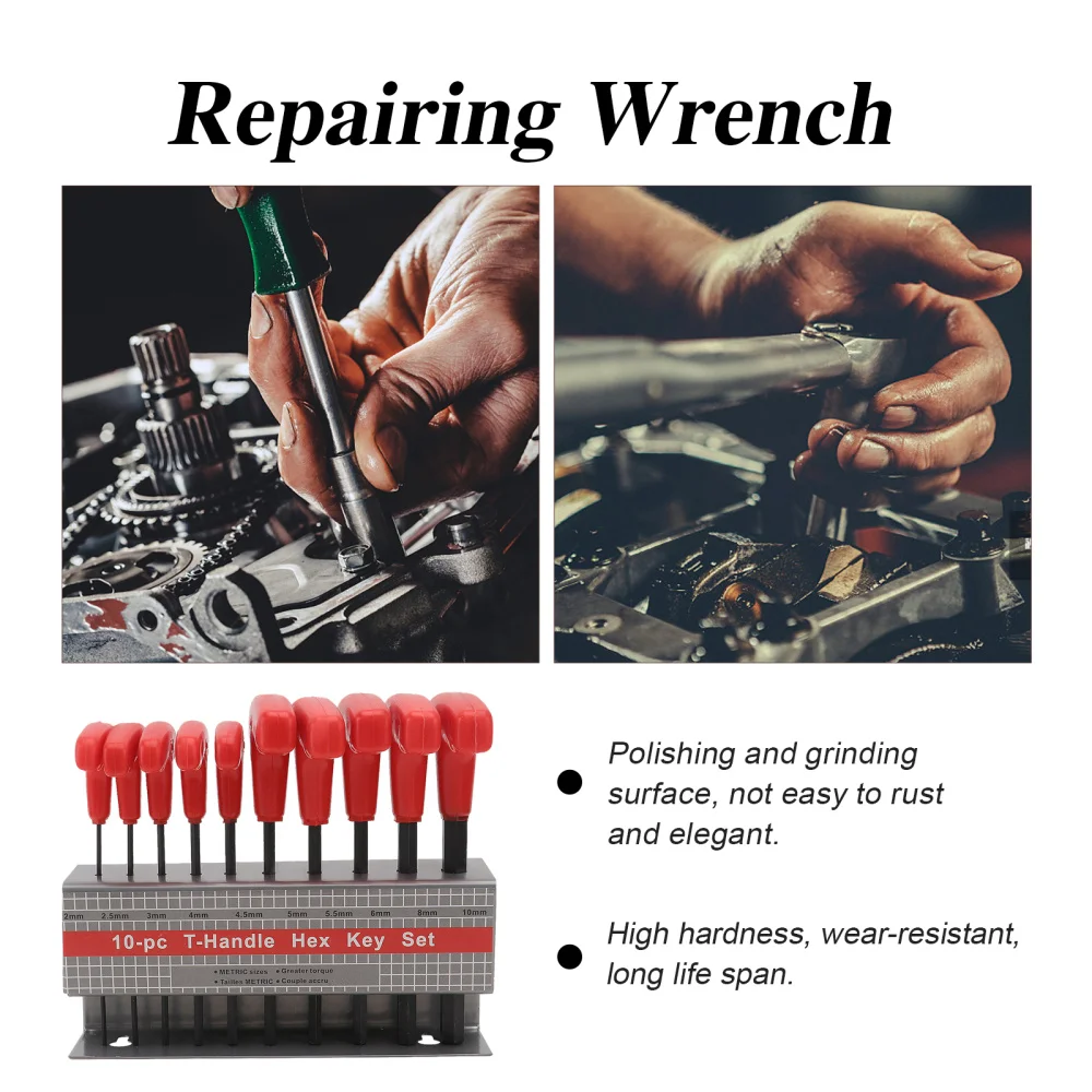 

1 Set of T-handle Hex Keys Professional Allen Wrenches Sturdy Flat Head Spanners