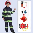 Костюм пожарного Сэма для косплея на Хэллоуин, для девочек и мальчиков, косплей для модной вечеринки, роскошный водяной пистолет-пожарник, набор игрушек из 6 предметов