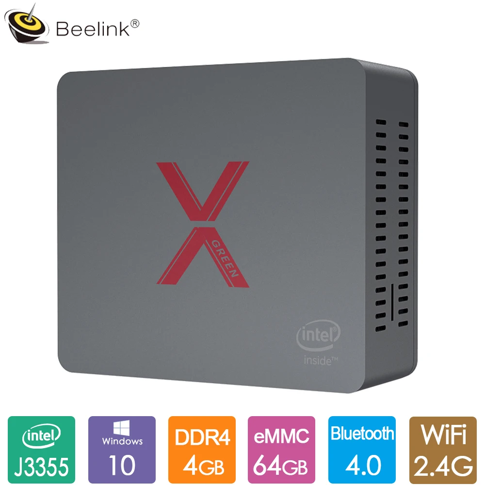 Оригинальный офисный мини ПК Beelink Intel Celeron J3355 Windows 10 компьютер 4 Гб LPDDR4 64 ГБ eMMC BT4.0 RJ45