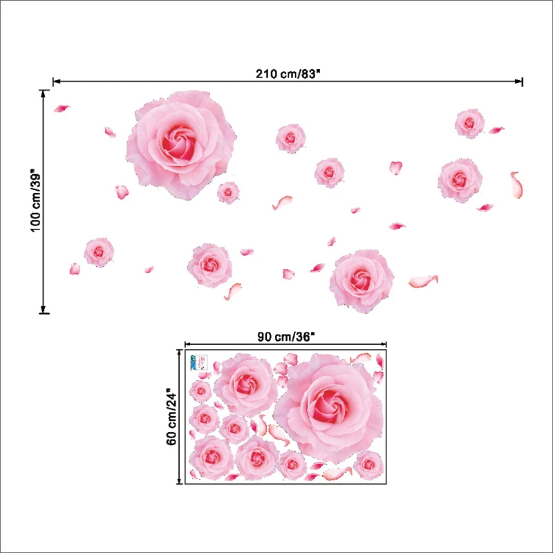 

Pink Rose Flower Wall Sticker For Office Shop Home Bedroom Decoration Diy Pastoral Plant Mural Art Window Decals Pvc Poster