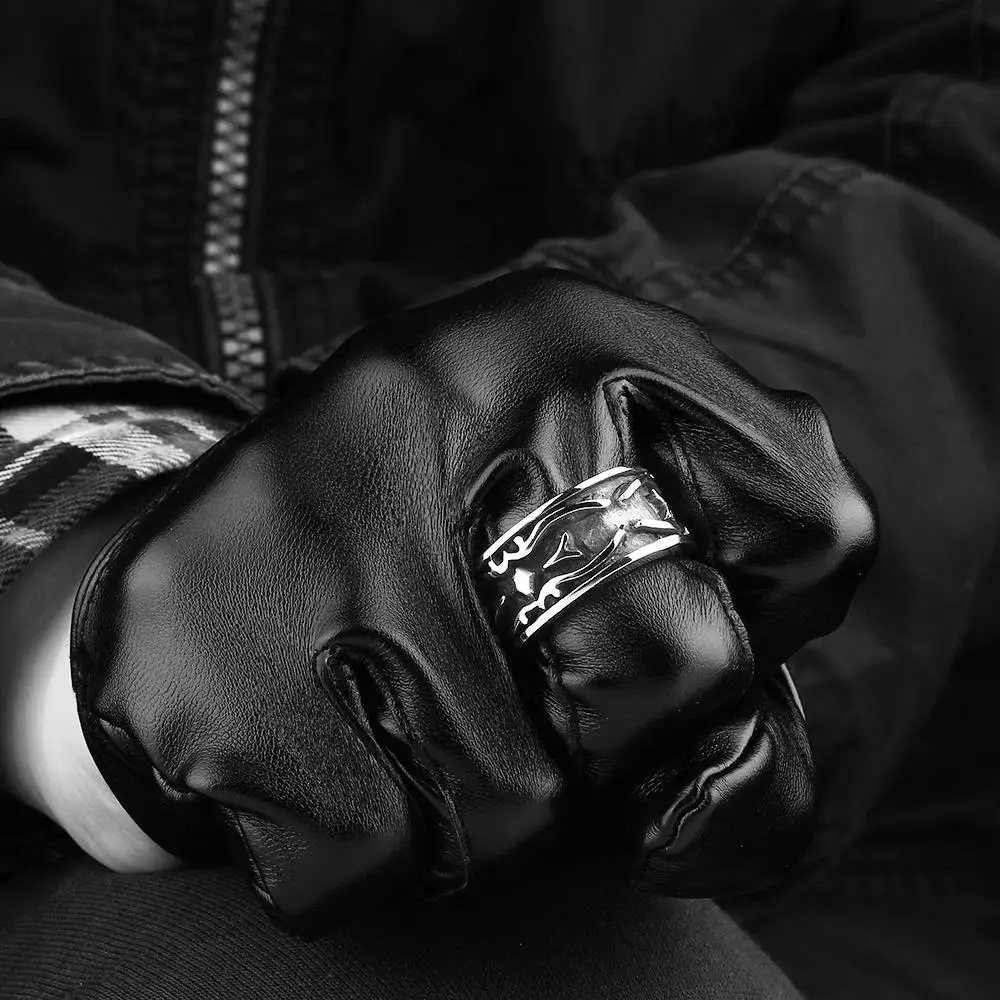 

GOMAYA 316L Stainless Steel Rings For Men And Women Black Fashion Punk Neo-Gothic Vintage Ring Party Fine Jewelry Hot Sale