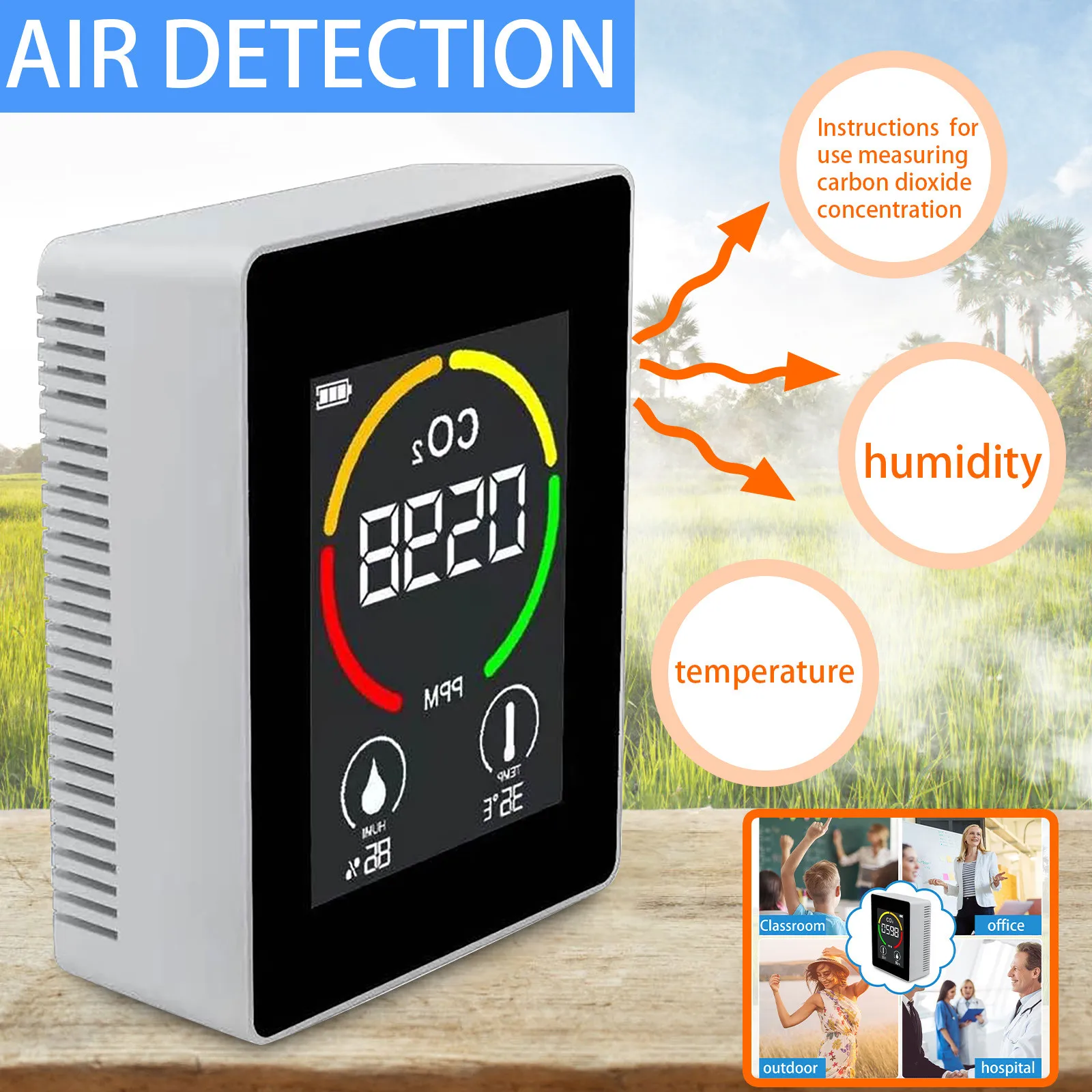 Датчик углекислого газа детектор для контроля воздуха в теплицах складов