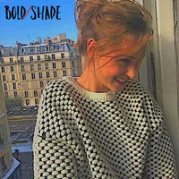 bold shade 90s indie patchwork pullover sweater oversized grunge fashion 90s knitted tops streetwear winter spring sweaters 2021