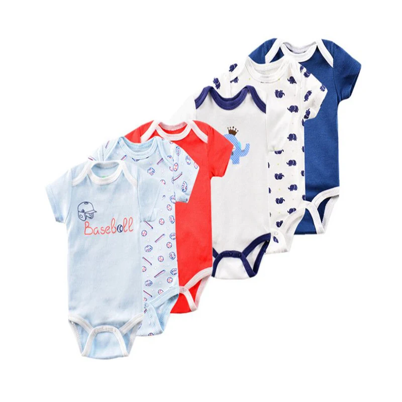 color as photo Комбинезон для новорожденных, комбинезон, хлопок, лето, Roupas de bebe, обезьяна, собака, печать, детская одежда, Комбинезон Девочки младенца, 6 шт, 3 шт./лот - Цвет: color as photo