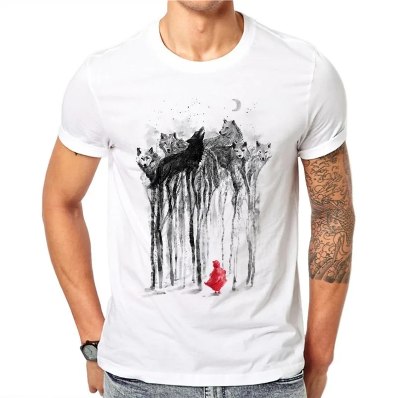 Хит мужские топы летняя мода короткий рукав 3D принт волка забавная футболка Homme