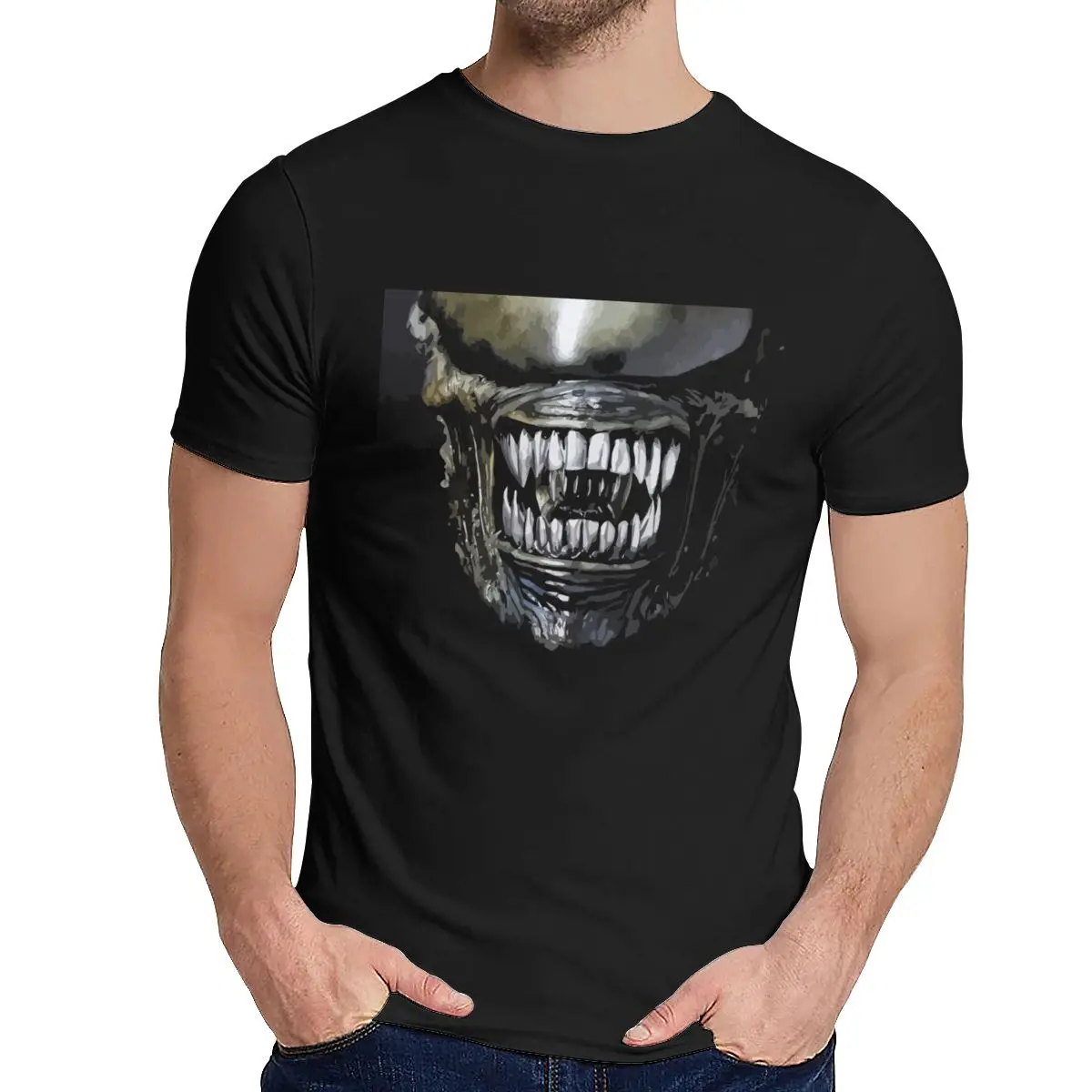 

Чужой Xenomorph рот футболка с округлым вырезом Модная хлопковая одежда для сна, S-6XL размера плюс футболка