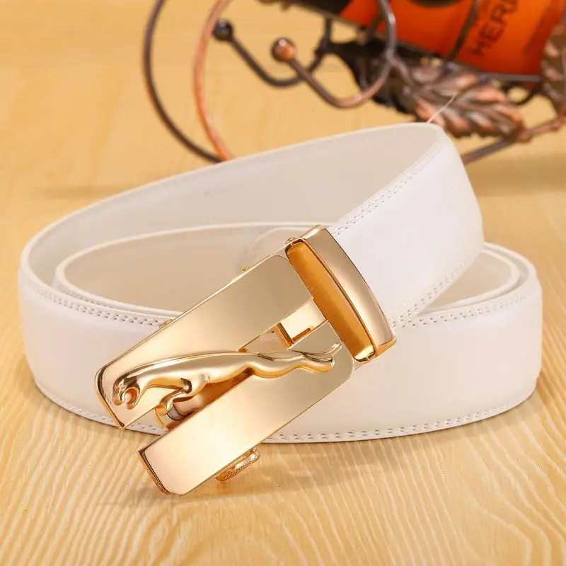 

Men Belt Luxury Luxury Brand Cowskin Golf Belt Movement Leisure Versatile Gold Silver
