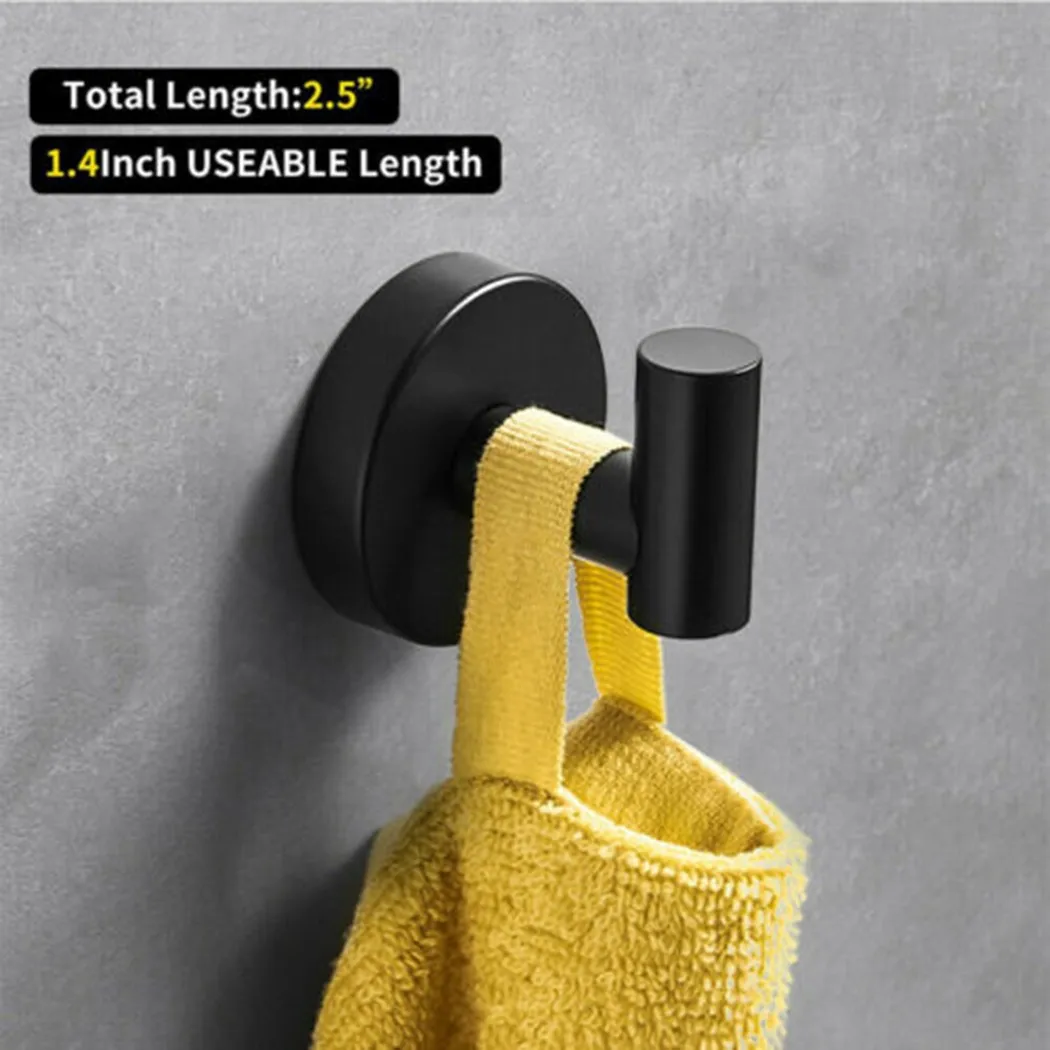 

Matte Black Towel Hook Robe Hanger Holder Durable And Practical To Use Stainless Steel Bathroom Wall Mounted