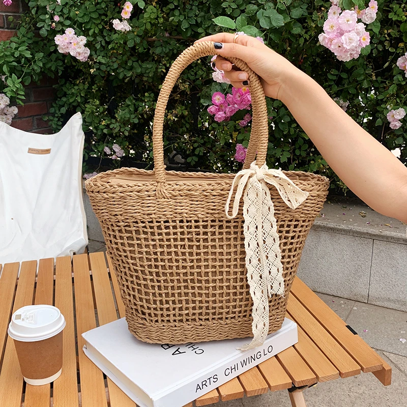 

2021 New Straw Bag Summer Hollow Rattan Handbag Large-capacity Woven Underarm Package Female Bags Hand-woven Phone Pack Purse