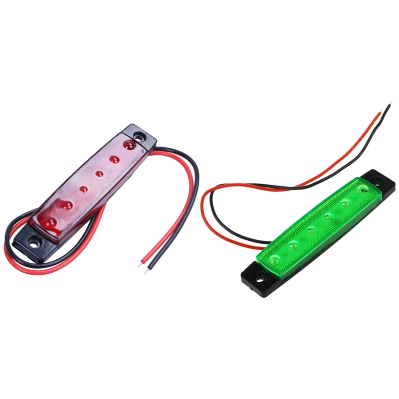 2X 24V 6 SMD LED Car Light Truck Trailer Side Marker Lamp Red & Green  Автомобили и