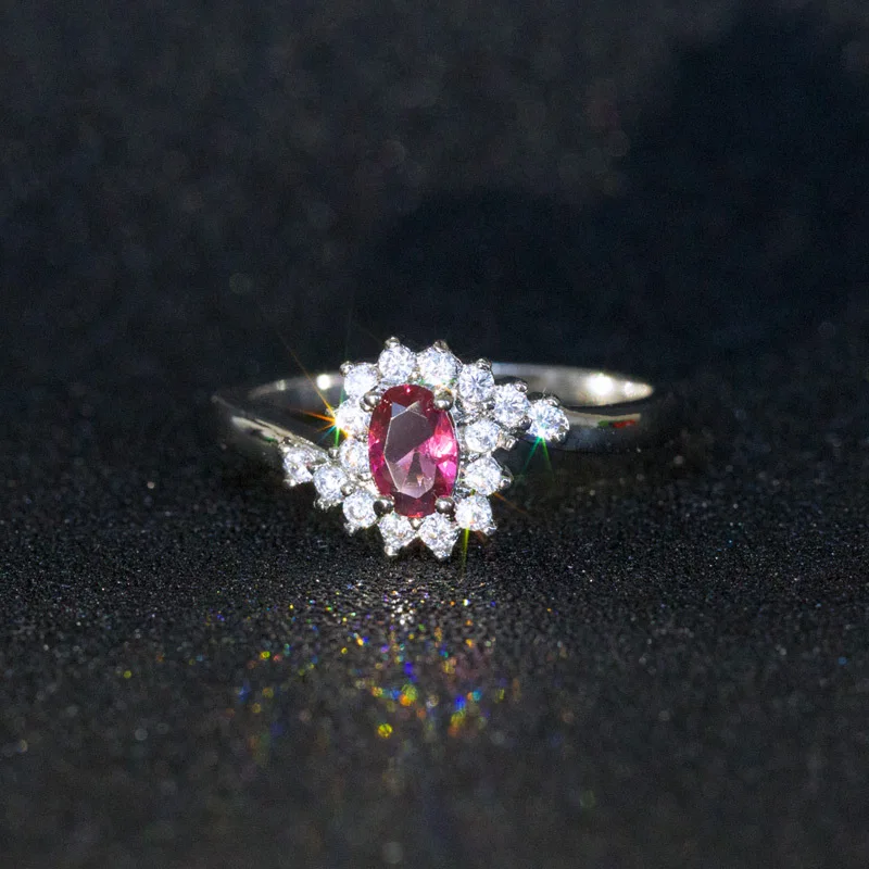red Bague Ringen 925 пробы серебряные кольца для женщин с овальной формой синий сапфир драгоценный камень женские роскошные ювелирные изделия - Цвет камня: red