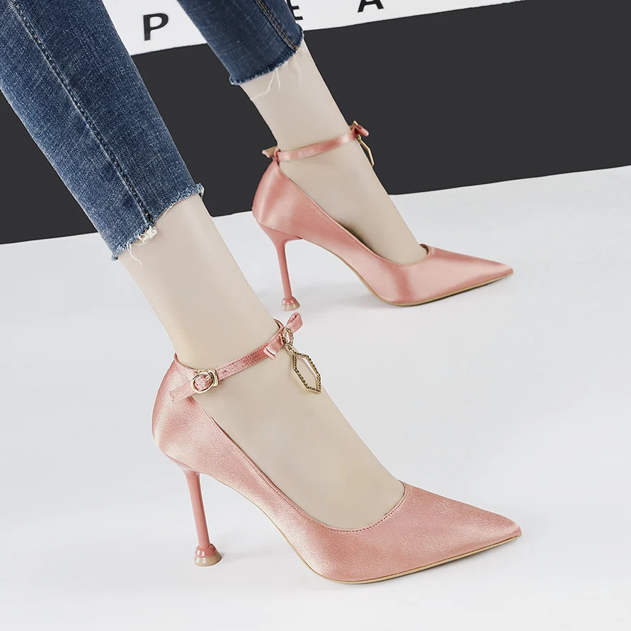 Новинка 2020 года женские туфли на высоком каблуке 9 5 см цвет оранжевый атласные