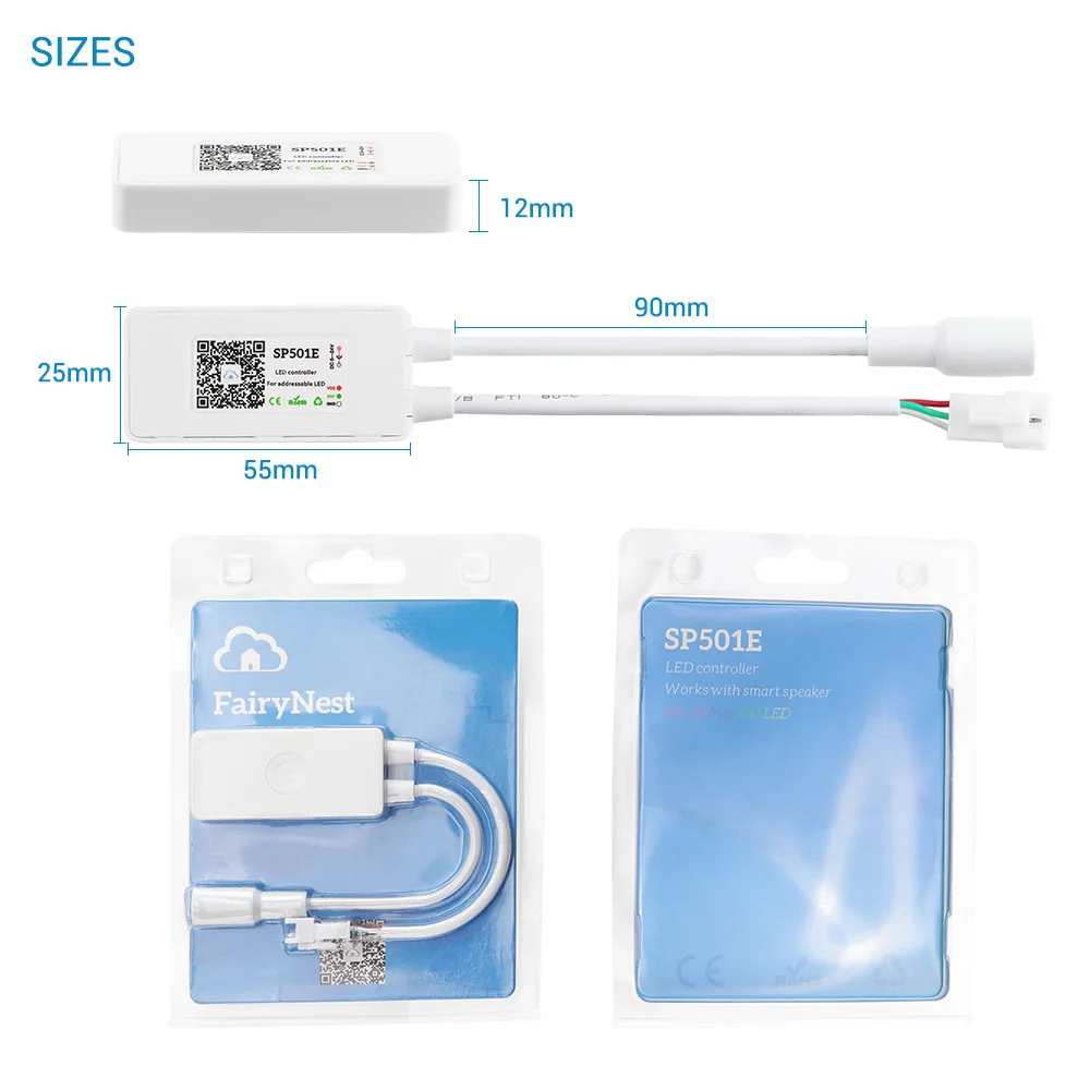 DC5-24V SP501E Wi-Fi светодиодный Управление Для ws2812b адресуемых RGB полосы светильник