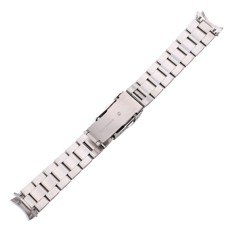 20mm 22mm Stainless Steel Watch Bracelet Silver Black Curved End Watchbands Women Men Metal Watch Strap