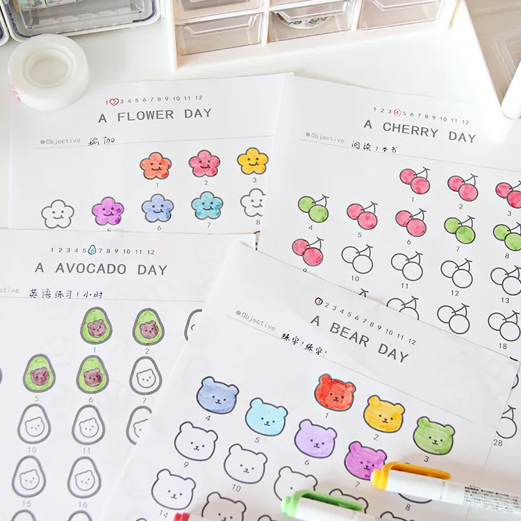SIXONE Ins мультфильм Симпатичные Фрукты Цветок календарный план Бумага студентов в