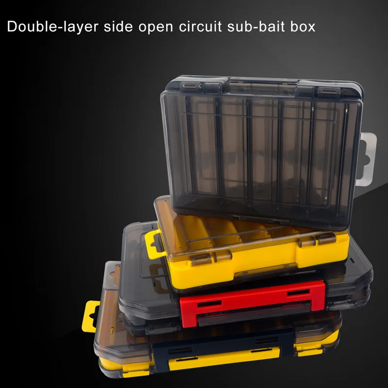 

Reversible Fishing Box Lure Hook Cases 12&14 Room Double Sided Fishing Tackle Box High Strength Plastic Bait Jig Storage Box