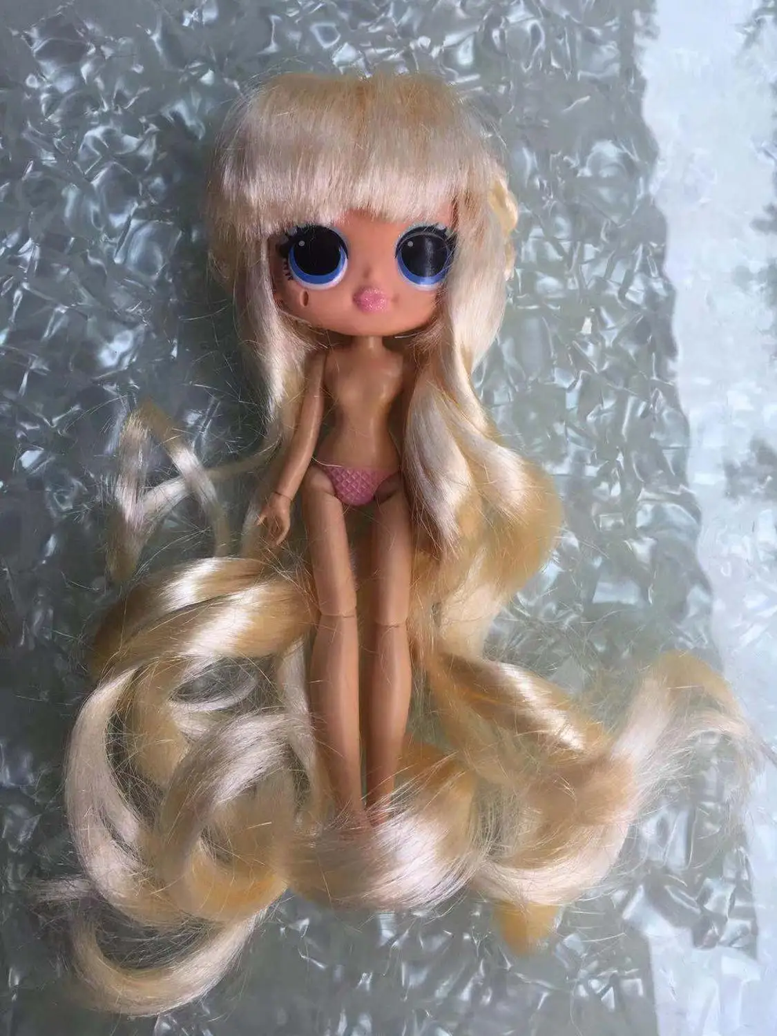 gold wig pink body Большая мода сестра кукла игрушка голова парик с телом дети luls кукла, набор игрушек дети DIY кукла часть игрушки девочка DIY туалетный игрушки части - Цвет: gold wig pink body