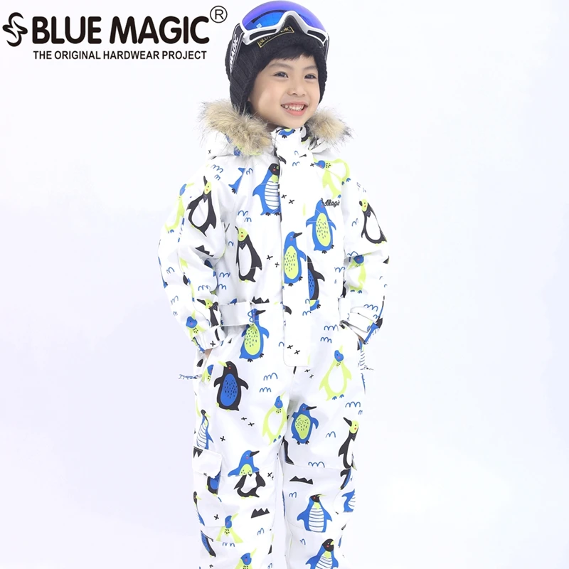 penguin 19 лыжных костюмов bluemagic для детей, водонепроницаемый комбинезон для прогулок на открытом воздухе для девочек и мальчиков, куртка для сноуборда Водонепроницаемый Лыжный комбинезон-30 градусов - Цвет: penguin