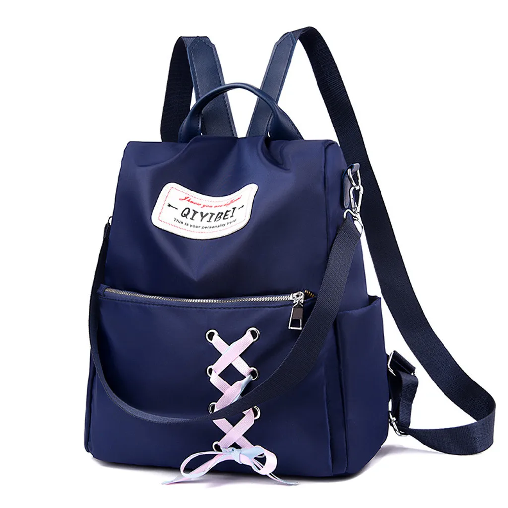 Модный большой рюкзак для девочек нейлоновый однотонный дорожный с защитой от