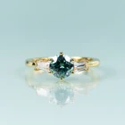 GEM'S BEAUTY, 14K, 10K, золотая, женская серебряная кольца с мусанитом, Натуральный светло-зеленый Муассанит 3-925 пробы