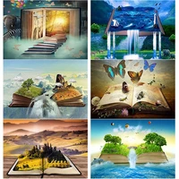 5d diy diamond painting cross stitch books scenery diamond embroidery crafts full square round drill home decor manual art gift