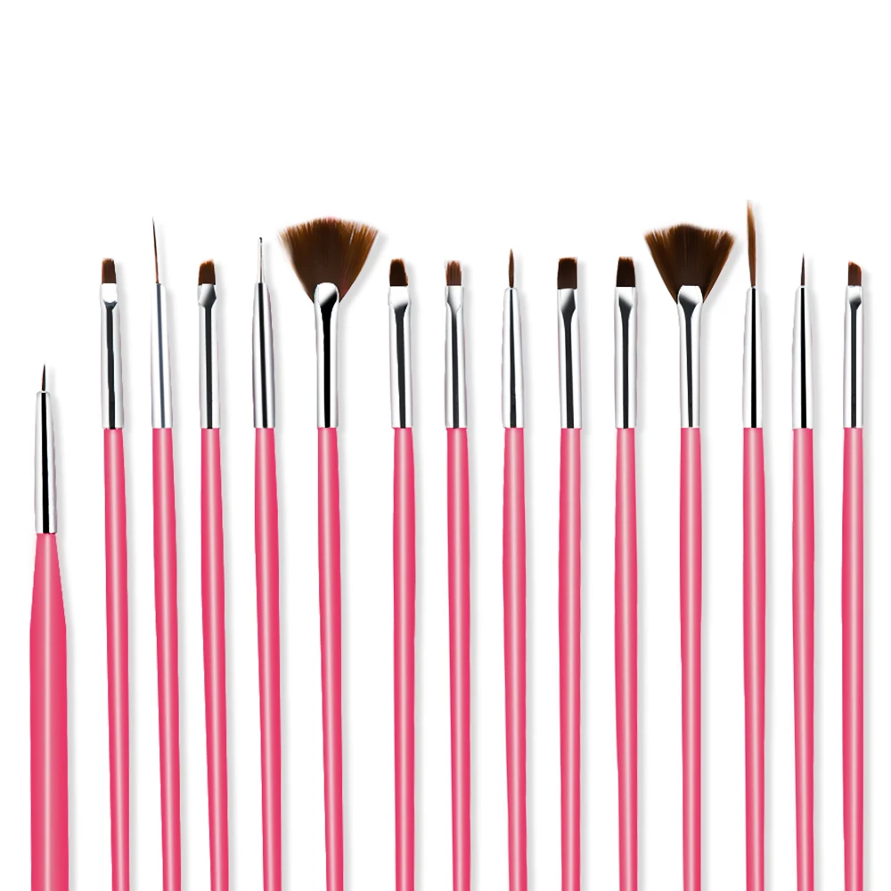 LadyMisty 15 шт. кисти для маникюра подводка нейл арта ручка рисования акриловая кисть