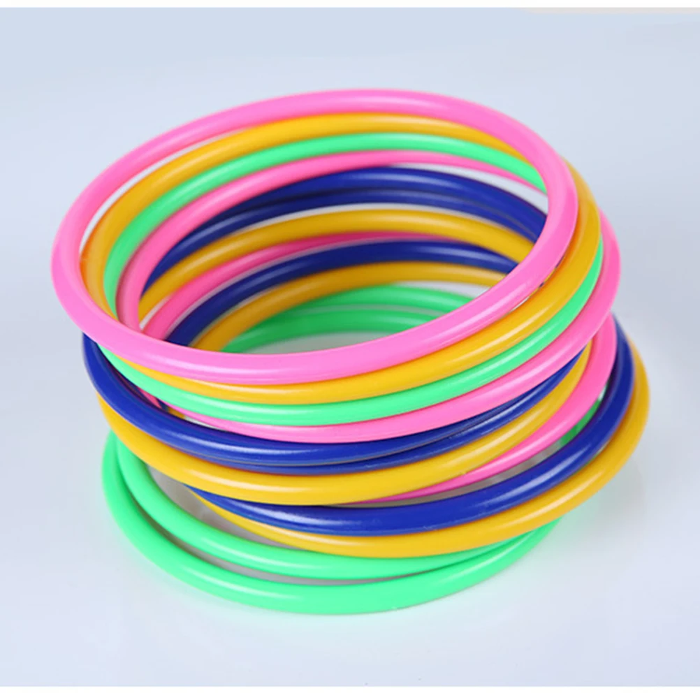 

10 Pcs Educational Toy Fashion Puzzle Game for Kids Colorful Plastic Hoopla Ring Toss Cast Circle Sets