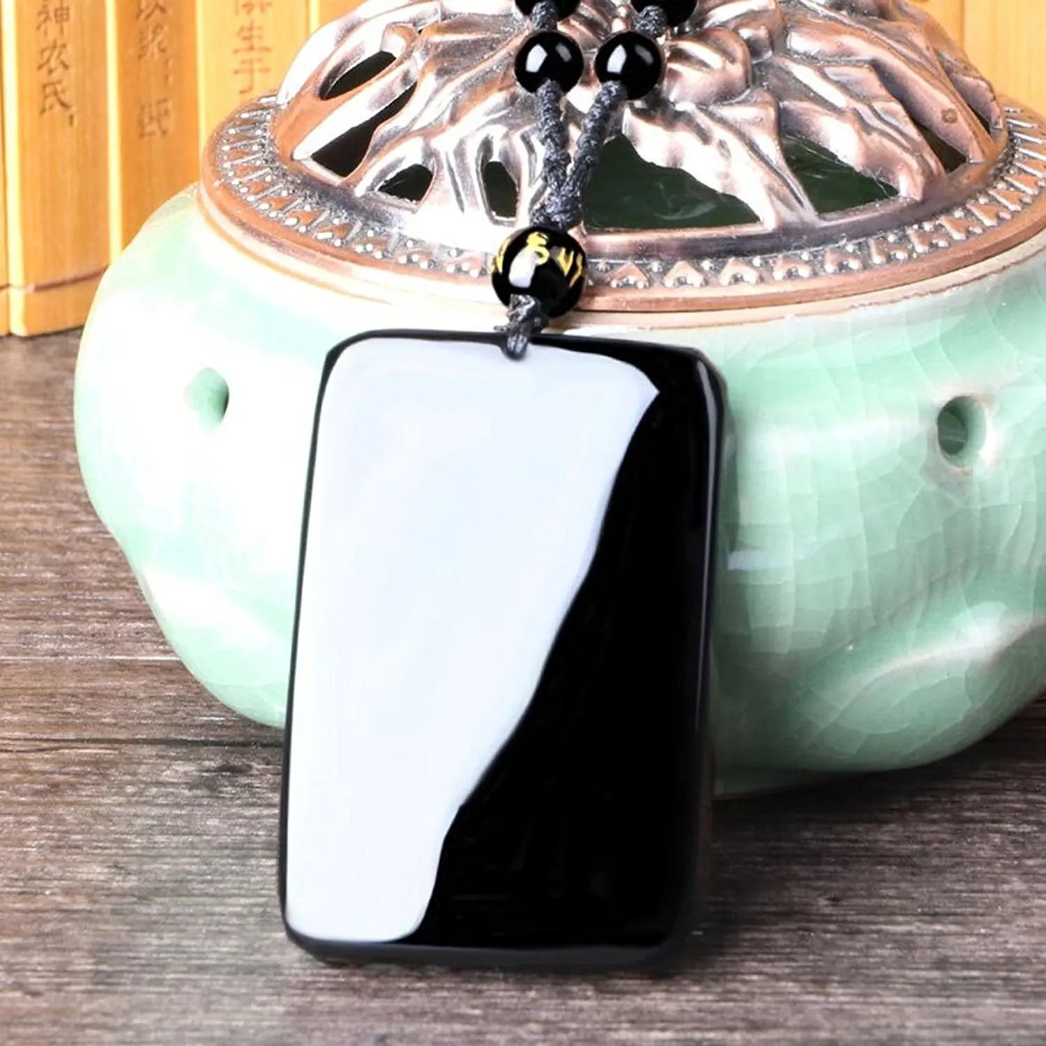 LETSFUN изящные ювелирные изделия ручной резки натуральный обсидиан манджуши Будда