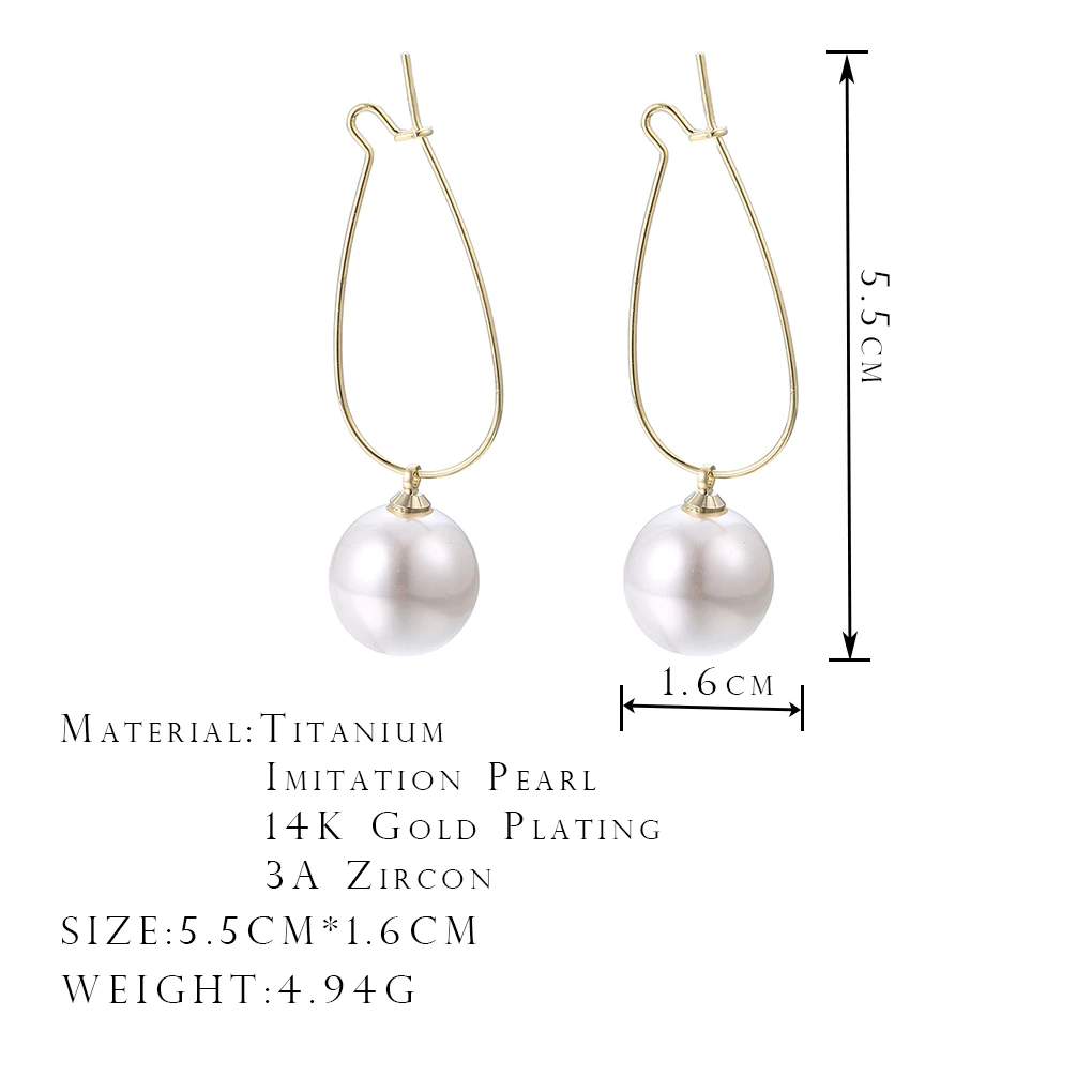 

onyss Highlight Pearl Earrings Women's Fashion Long Design Pendant Stud Earrings Statement Jewelery Earrings 2021 Trend