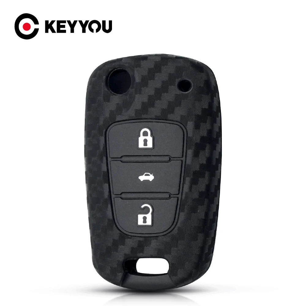 

KEYYOU, 3 кнопки для Hyundai I30 IX35 для Kia K2 K5, флип-брелок из углеродного волокна, автомобильные ключи, чистый защитный чехол