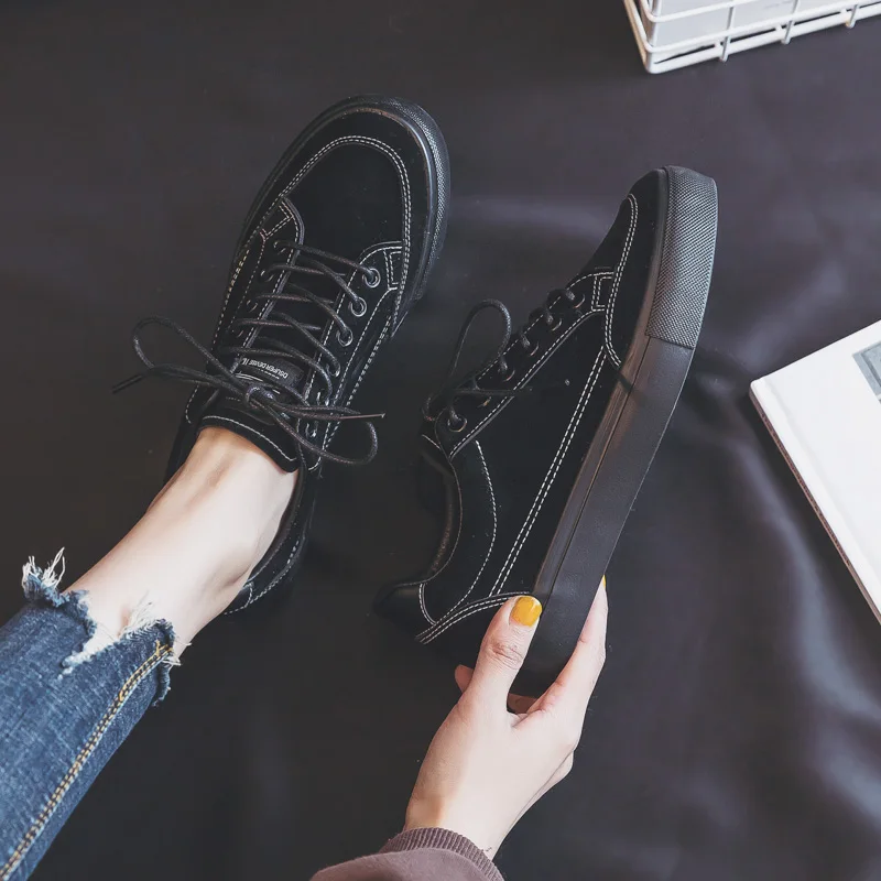 

Women Shoes 2021 New Fashion Casual Suede Black Shoes Women Casual Breathable Color Classic Ladies Shoes Women's Sneakers Flats
