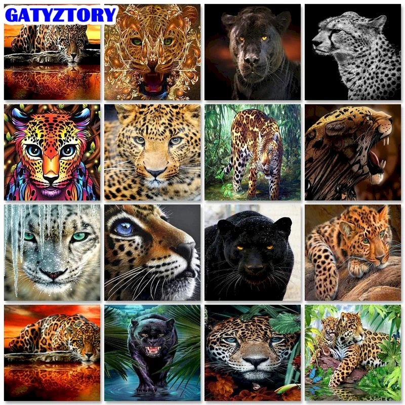 

GATYZTORY Diamond Painting Leopard Full Square Animals Cross Stitch Kits Diamond Mosaic Embroidery Art Home Decor New Arrivals