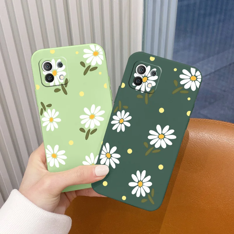 Daisy Liquid Silicone Case For Xiaomi Mi 11 11T 11i 10T 9T Pro Lite 10 10S 9 8 Poco F2 X2 F3 Pro Ultra Thin Phone Cover Case