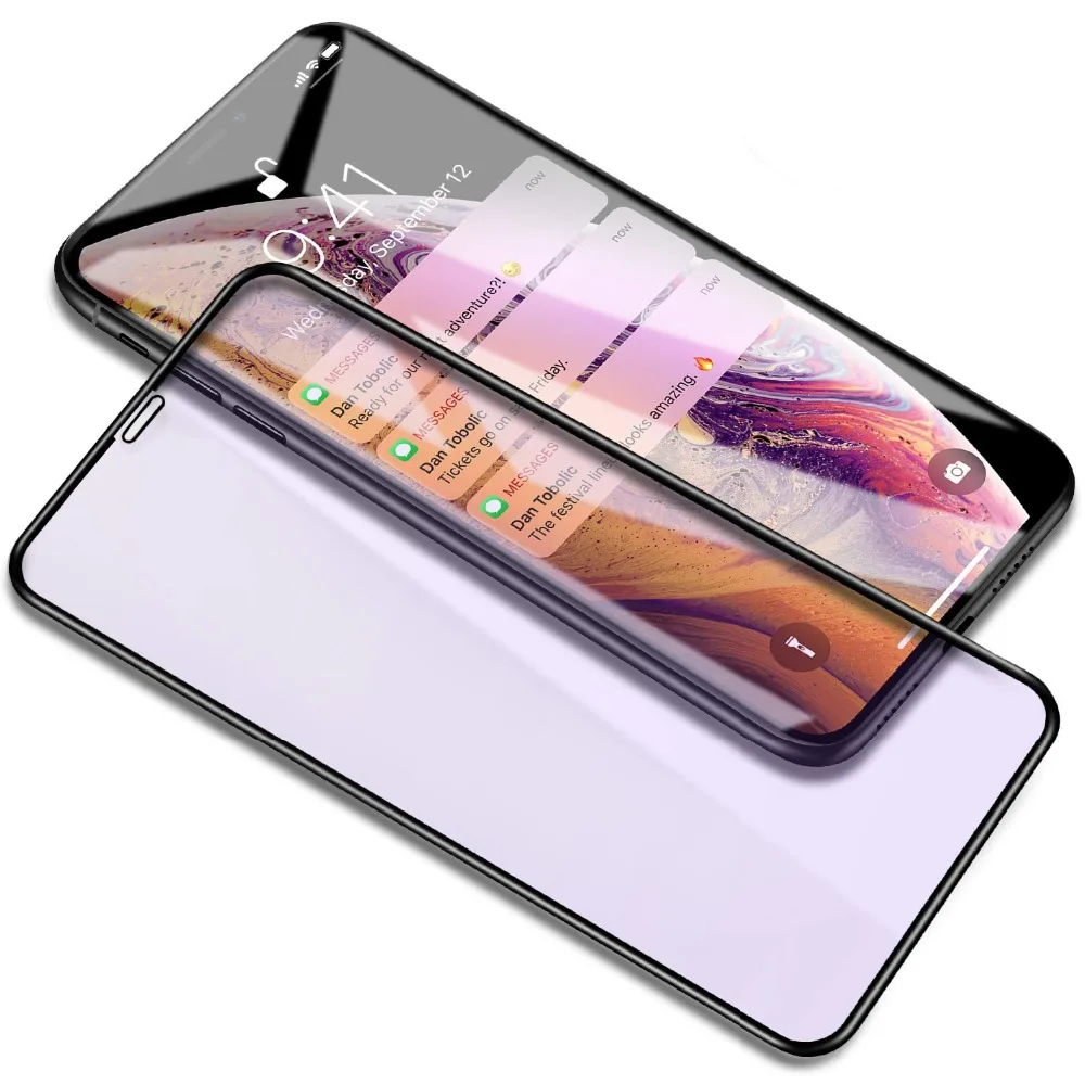

9H Anti Blue Ray Full Cover Tempered Glass For iPhone X XR XS MAX Screen Protector For iPhone X XR XS MAX Protective Film Glass