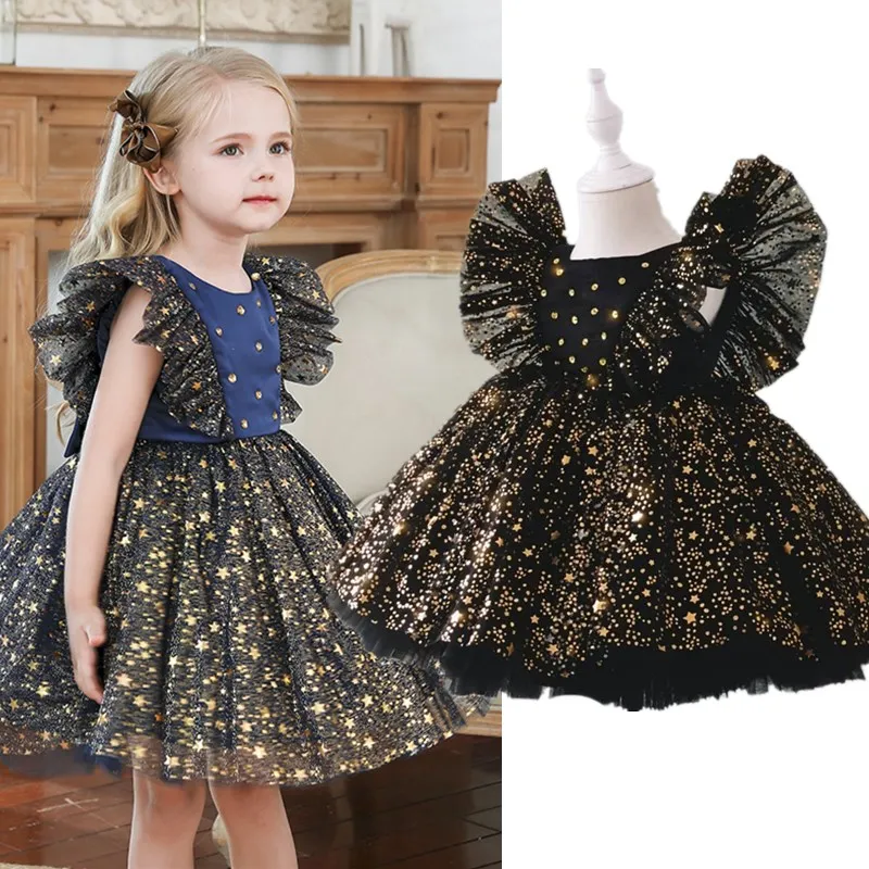 

Платье для маленьких девочек на первый день рождения, платье для выпускного вечера, элегантное вечернее платье для маленьких девочек на нов...