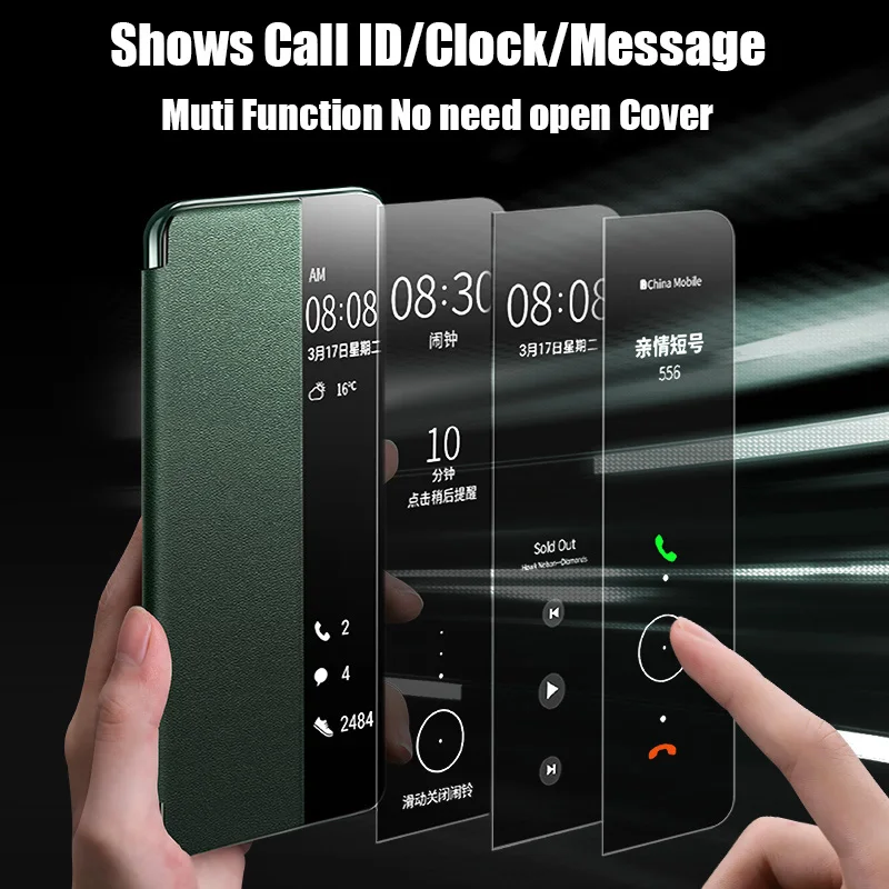 luxury fashion genuine leather flip cover for huawei mate 40 rs pro plus 30 sports car case smart window view sleep shockproof free global shipping