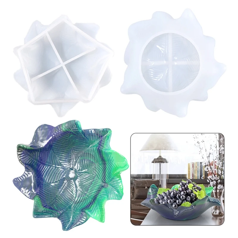 

95AB Leaf Plate Epoxy Resin Mold Fruit Candy Nut Storage Dish Silicone Mould DIY Crafts Jewelry Organizer Trinket Holder Mold