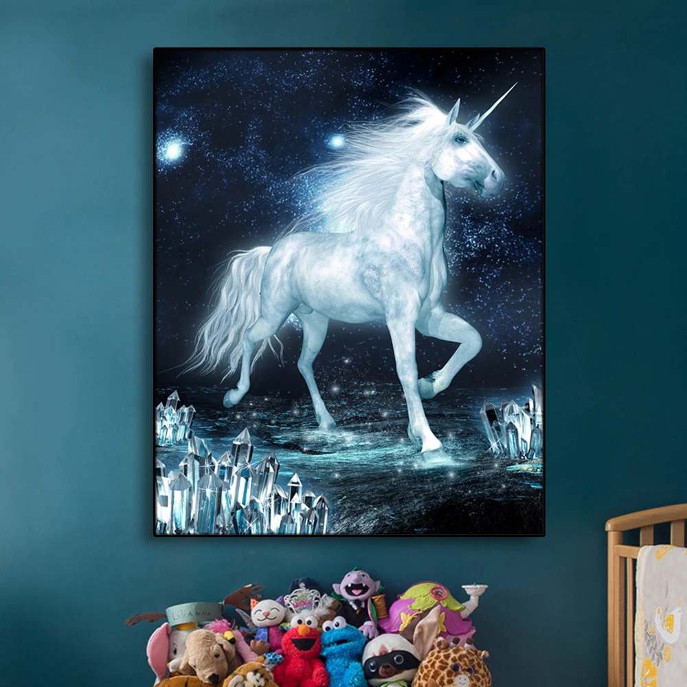 

Laeacco Unicorn Posters Wall Art Prints Canvas Painting Baby Kids Room Bedroom Decoration Wall Pictures Nursery Home Decor