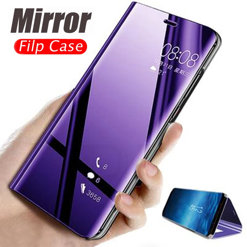 Умный зеркальный флип чехол для телефона Samsung Galaxy A90 A80 A70 A60 A50 A40 A30 A20 A10 A9 Star Sate Pro Lite