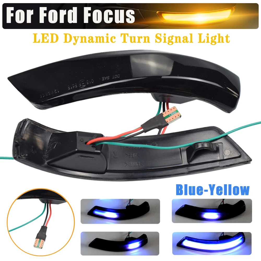 

2pcs Dynamic Turn Signal Light LED Side Wing Rearview Mirror Indicator Blinker Light For Ford Focus 2 3 Mk2 Mk3 Mondeo Mk4 EU