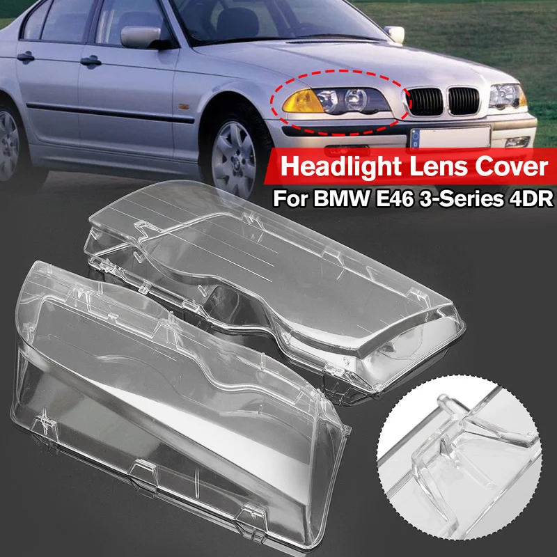 Pantalla de faro delantero de coche, cubierta de carcasa de lente transparente para BMW Serie 3 E46 1998-2001, accesorios de coche prefacelift de 4 puertas