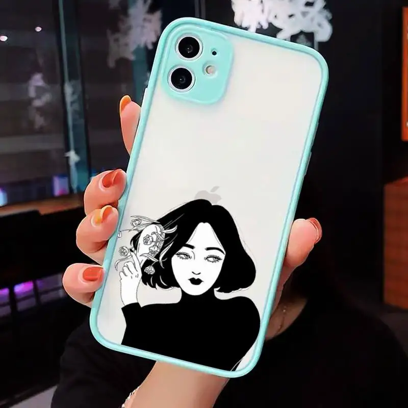 

Comic style art black personality Phone Case Matte Transparent for iPhone 7 8 11 12 s mini pro X XS XR MAX Plus cover funda
