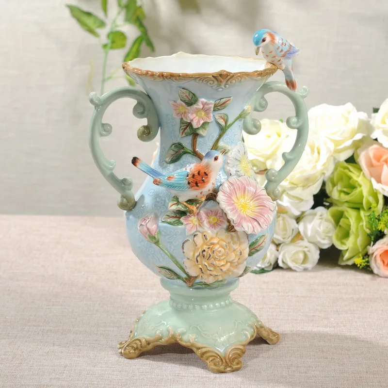 

Ceramic Wine Cabinet Garden Flower Vase Pot Home Decor Living Room Study Dining Table Brid Vase Porcelain Sculpture Wedding Gift