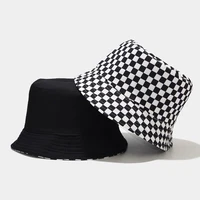 2020 black white bucket hat flat fishing hat hip hop plaid cap hats autumn grid fashion design fisherman hat