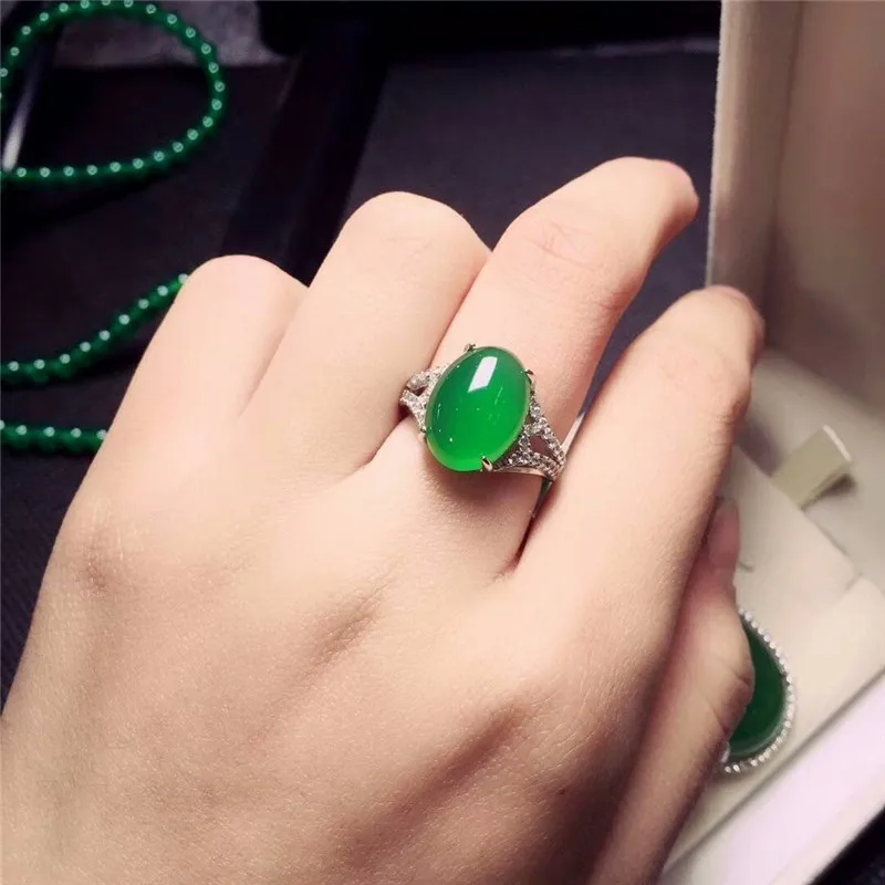 

LETSFUN Fine Jewelry 925 Silver Inlaid Natural Chalcedony Water Drops Necklace Ring Bracelet Set